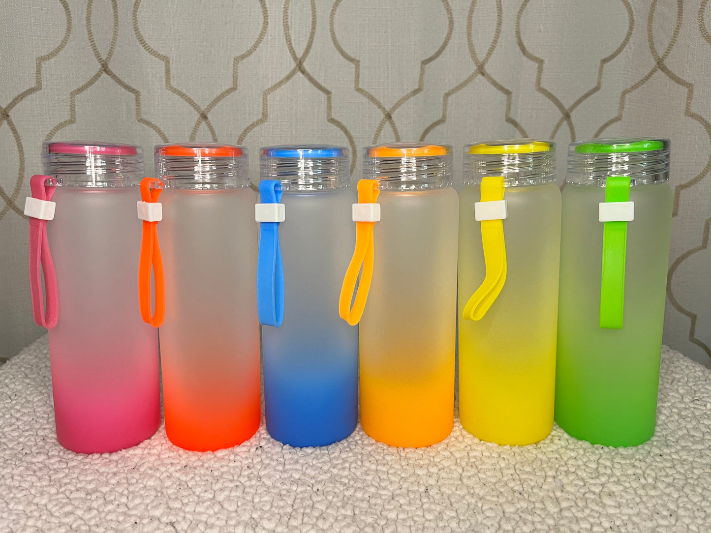 17oz Sublimation Gradient Frosted Glass Water Bottle
