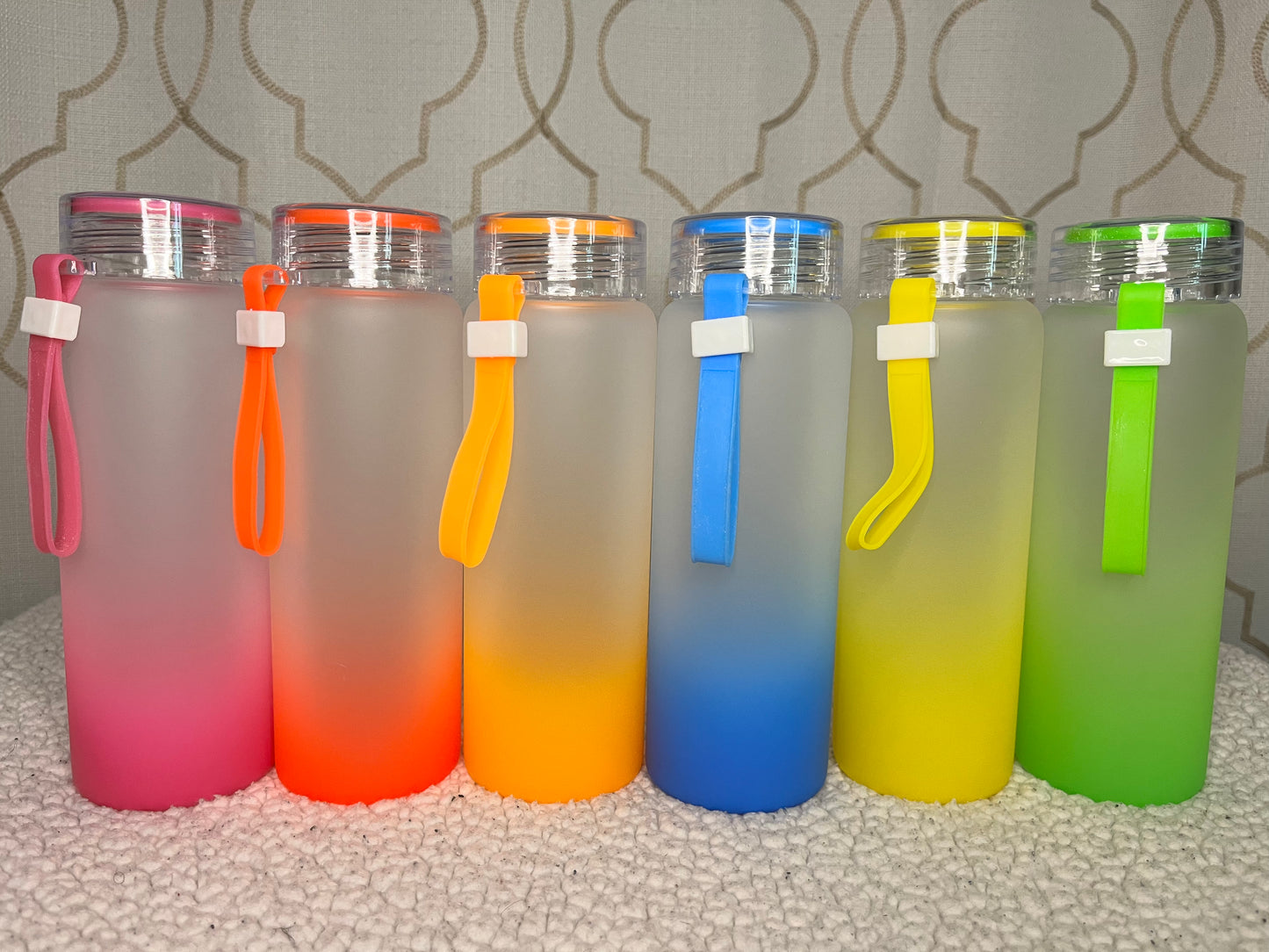 17oz Sublimation Gradient Frosted Glass Water Bottle