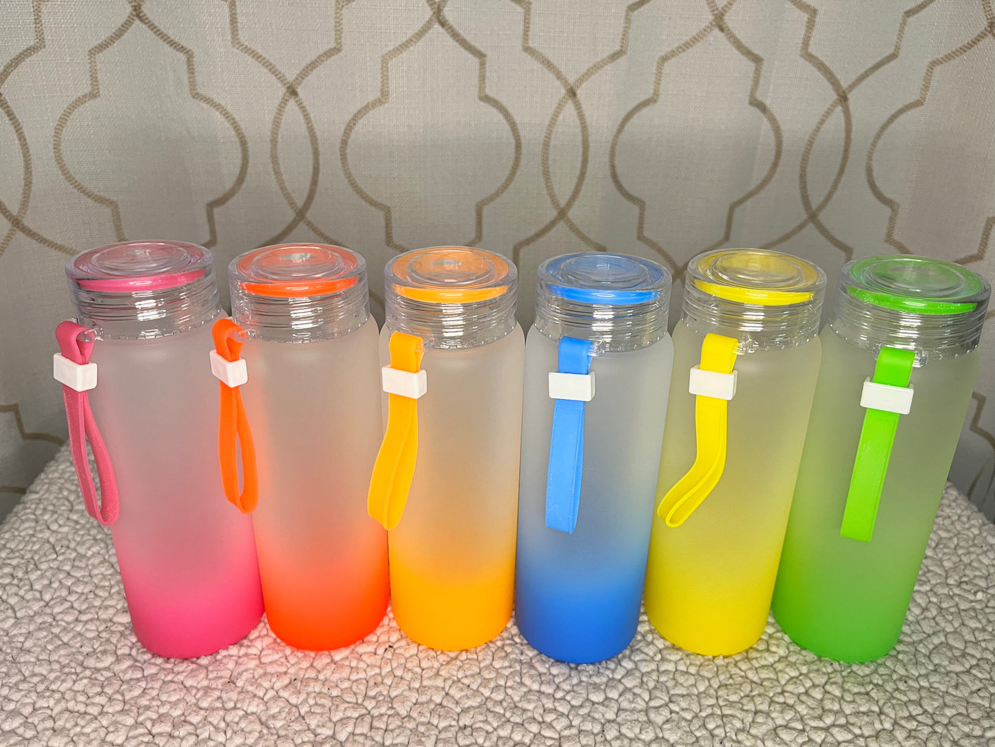 17oz Sublimation Gradient Frosted Glass Water Bottle