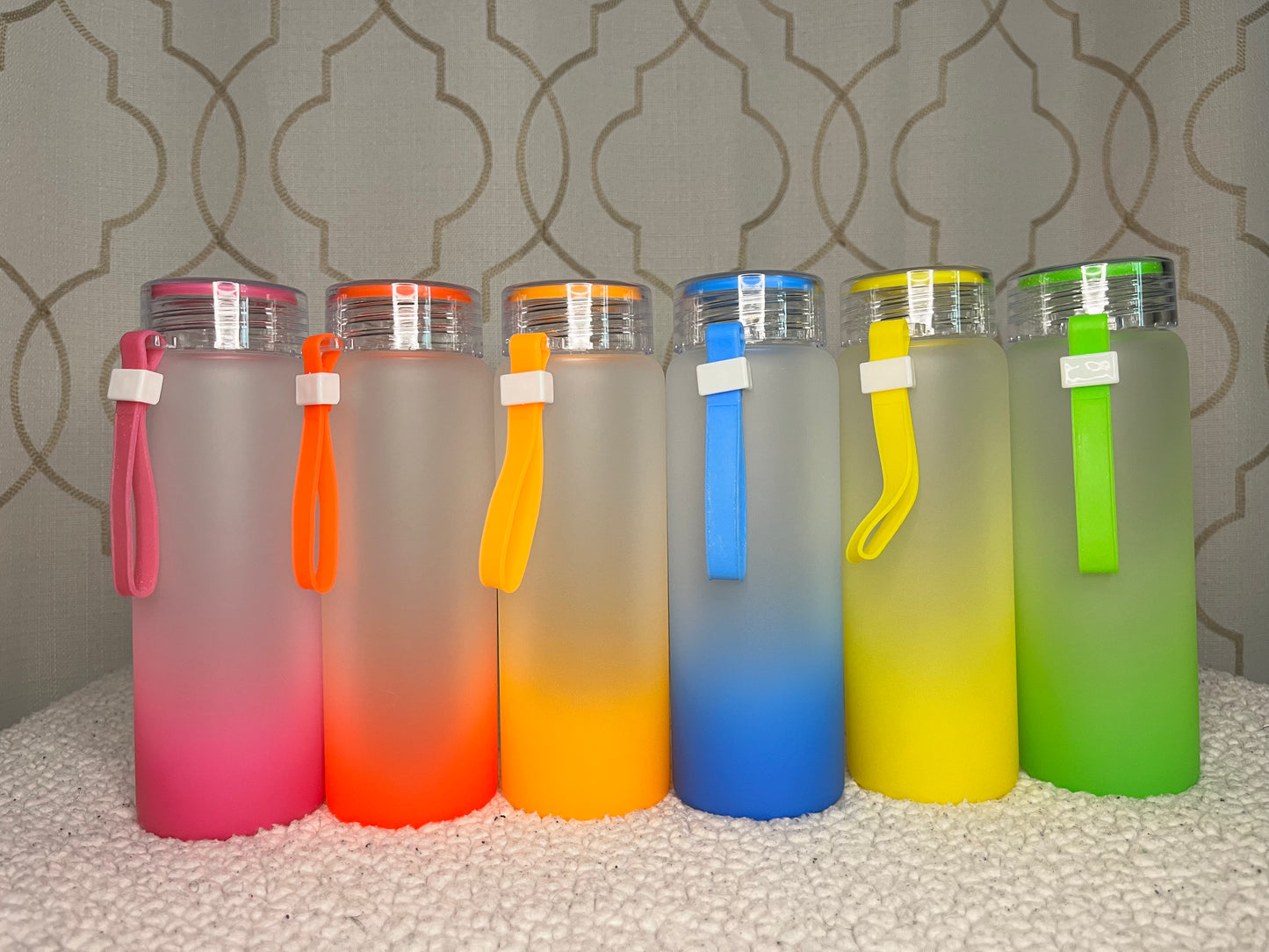 17oz Sublimation Gradient Frosted Glass Water Bottle