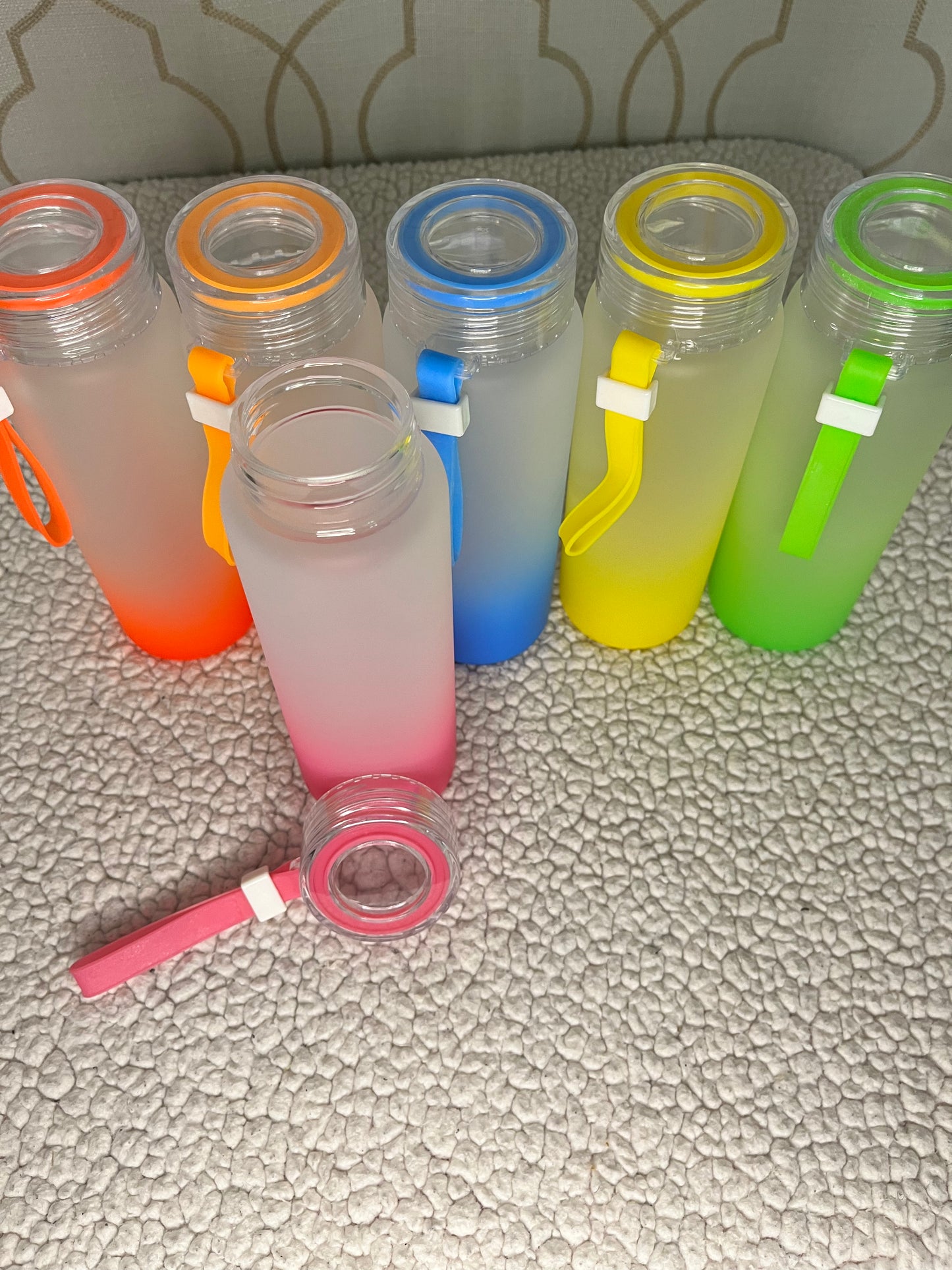 17oz Sublimation Gradient Frosted Glass Water Bottle