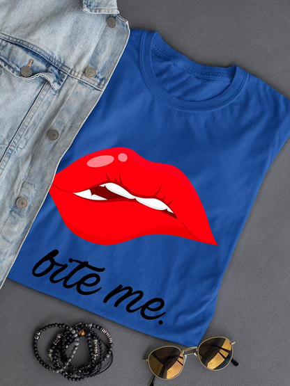 Bite Me Quote And Lips T-shirt -SPIdeals Designs